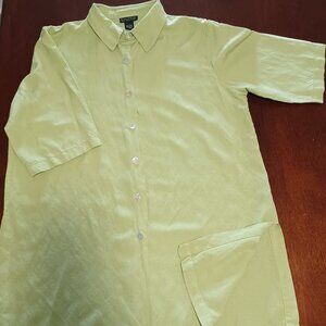 Dialogue Linen Blend Women’s Buttons Down Shirt Short Sleeve Top Tunic